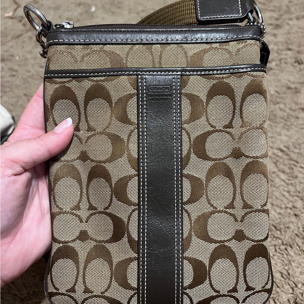Coach Tan and Brown Messenger Bag